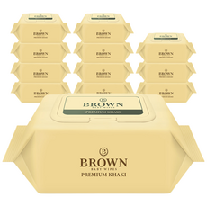 브라운 프리미엄 카키 아기물티슈 휴대용 캡형, 73g, 20매, 12개