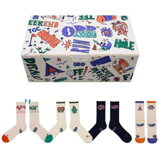 오드삭스 4개 선물세트- 면스포츠양말 캠핑 아웃도어 양말 선물포장, 아웃 오브 오피스 + 캠핑 러버 + 오드 캠퍼 + 히든  스팟, 1개