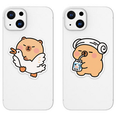 위드코코 (1+1) 귀여운 동물 그립 스마트 톡 핸드폰 거치대, 2개, 밀크 카피바라