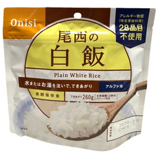 Onisi 尾西食品乾燥飯 白飯口味 即食米飯 防災儲糧 登山露營必備, 100g, 1包