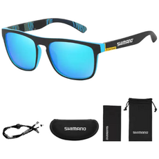 시마노 편광 선글라스 UV400 보호 오토바이 자전거 하이킹 스키 낚시 골프 운전 여행, 블루, 1개