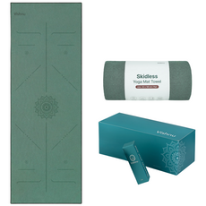 비슈누 요가 타올 논슬립 매트 타월 미끄럼방지 요가 수건, 포켓형, 다크블루, 1개