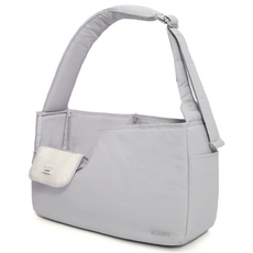 ELEDOG 寵物合身斜背包 + 坐墊組合, 紫灰色(斜背包), 象牙白(坐墊)