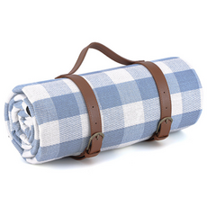 가죽 롤백 방수 체크 돗자리 여행 피크닉 매트 한강 캠핑, 블루화이트