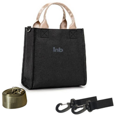 inb 防水托特包+背帶+車帶掛勾 2入, 時尚黑