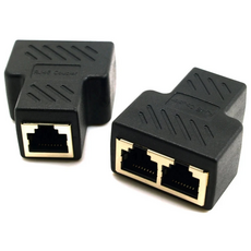 RJ45 이더넷 케이블 분배기 LAN 포트 1대2 스플리터 네트워크 커넥터 인터넷 연결 확장, 43mm, 1개, 블랙 43mm, 1개, 블랙