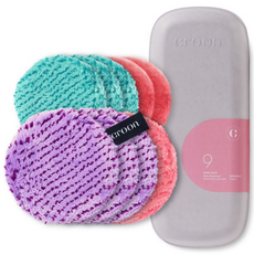 CROON 毛孔清潔洗臉粉撲7件組+毛孔去角質粉撲2入, Multi, 1組