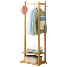 Fowod 대나무로 만든 모던 스탠드 옷걸이 행거 시스템 코너 옷장, 원색