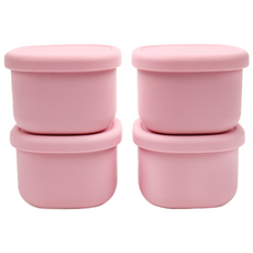 2deco 矽膠食品保鮮盒, 粉色, 220ml, 4入