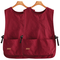 클린프로젝트 투포켓 방수 조끼 앞치마 짧은 주방 카페 미용실, 2개, 와인