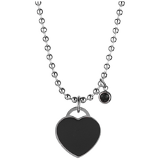 MX PET 레드 하트 써지컬 체인 목걸이 358X 소형견용 강아지 고양이 반려견 이름표 각인, 1개, 블랙