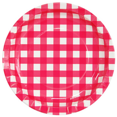 피플스파티 파티접시 체크 무늬 18cm, 1세트, 18개, 레드