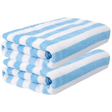 條紋海灘毛巾毛巾 浴巾 沐浴毛巾 玩水游泳 RKU-SSAC05 L, 8個, 天藍色