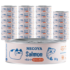 네츄럴코어 고양이 네코야 간식 캔, 참치 앤 연어, 80g, 24개