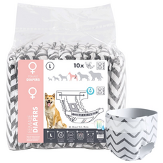 벨기에 엠펫츠 여아용 애견 강아지 기저귀 10매, 대형, 1세트, 10개입