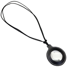 보마리 목걸이 가죽 커버 휴대용 돋보기 블랙, 1개