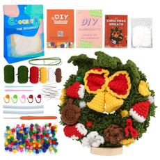 제이에스리빙 크리스마스 장식 손뜨개 코바늘 DIY 뜨개질 패키지, 크리스마스 리스, 1개