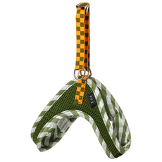 PFI 狗狗網眼格紋V型胸背帶, 卡其色