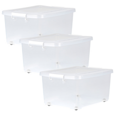 하우스레시피 이동식 투명 리빙박스 80L, 화이트, 3개