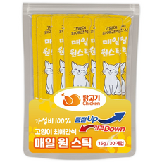 간식 대용량 스틱 고양이 매일 원스틱 양많은 짜먹는 스틱 고양이간식 30스틱 90스틱 저렴한 가성비, 15g, 90개, 닭고기