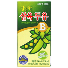 [삼육식품] 삼육 맛있는 달콤한두유B 48팩 간편하게 가방속에 쏙 들어가는 팩제품, 190ml, 48개