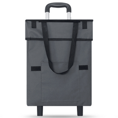 더하다 접이식 패브릭 장바구니 캐리어 쇼핑카트 휴대용 핸드카트, 그레이, 1개