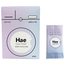 해 Hae 건조기시트 올인원 향기 드라이시트 종이섬유유연제 코튼머스크향, 1개, 40개입