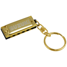 SUZUKI 스즈키 골드 미니 열쇠고리 하모니카, 1개