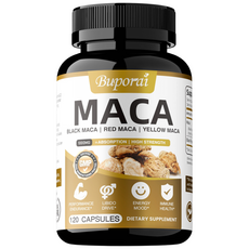 페루산 마카 뿌리 검정 빨강 노랑 2000mg - 젤라틴화된 마카 뿌리 100% 순수 비GMO - 에너지 체력 활력 지구력 강화 슈퍼푸드 보충제, 1개, 60정