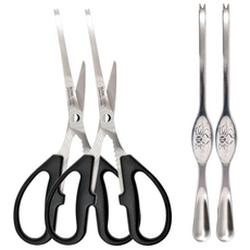도도이츠 대게 가위 포크 세트 게 가위 꽃게 게살 킹크랩 랍스터 가위 포크 세트, 2세트