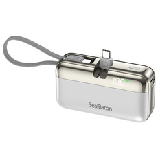 SealBaron 대용량 20000mAh 도킹형 PD 22.5W 일체형 휴대용 미니 보조배터리, 화이트, C타입