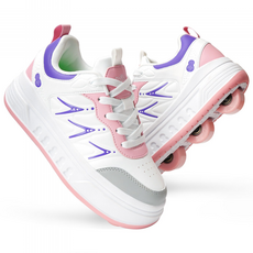 바퀴 달린 신발 간편한 롤러슈즈 4륜 롤러 스케이트화 스케이트 롤러 남녀 롤러스케이트 바퀴신발, 흰색