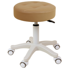 AWC 포그니 바퀴 보조의자 오피스 미용실 병원 바퀴의자 원형 회전 보조 바퀴 의자 원형스툴, 브라운, 1개