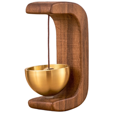 호두나무 원목 도어벨 현관 풍경 자석 종 벨 미니, 월넛, 1개