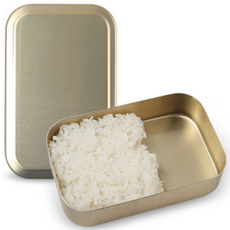 [추억의 옛날 양은 도시락통] 알루미늄 나들이 레트로 양철 도시락, 1개, 금색-직타원 도시락