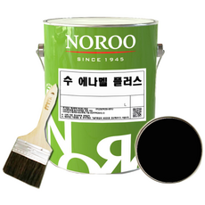 노루페인트 수 에나멜 철재 목재 페인트 1L 기존색상 + 붓세트, 유광 검정색, 1개