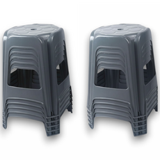 이리빙몰 플라스틱 의자 사각 간이 야외 포장마차 편의점, 딥그레이, 10개