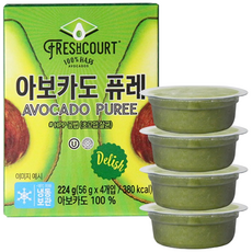 [자연원] 100% 아보카도 퓨레 224g (56g x 4개입), 1세트