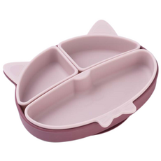 mommy's table 輔食餐盤, 酒紅色(餐盤)+淺粉色(間隔盤), 餐盤+間隔盤 3入, 1組