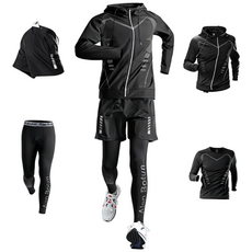 남성용 트레이닝복 상하의 세트 4종세트 긴 코트+긴팔상의+반바지+타이즈 세트