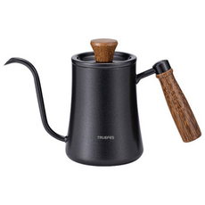 TRUEFES 우드 스텐 인덕션 550ml 핸드드립 수통 커피00145, 1개, 블랙