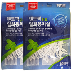 덴트픽 민트 일회용치실, 2개, 100개입