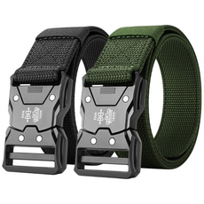 전술 벨트 나일론 알루미늄 합금 버클 빠른 건조 바지 벨트 야외 훈련, 블랙+그린, 2건