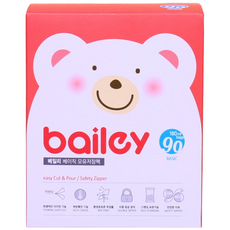베일리 모유저장팩 180ml - 국산/이중지퍼 밀폐/일회용/대용량, 1개, 90매