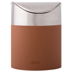 팬톤 스텐레스 가죽 화장대 휴지통, 브라운