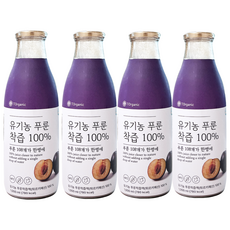 유기농 푸룬주스 물섞이지않은 NFC 100% 착즙원액, 4개, 1L