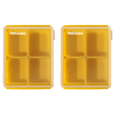 Petinube 韓國製造 矽膠副食品冷凍容器 多功能分裝盒 4格 2入, 芥末黃, 2個