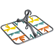 하스몰 편리한 가정용 여행용 다목적 옷걸이 행거 빨래집게, 2개, 블랙사각20p