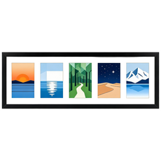 Olivet 알루미늄 합금 액자 3구 5구 벽걸이 액자 프레임 돌잔치 본식 결혼식 가족사진 4x6 5x7, 1개, 검정색