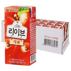 서울우유 리이브 사과 주스, 190ml, 12개